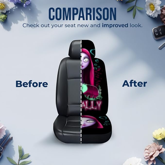 GENANY Nightmare Couple Car Seat Covers Set of 2, Horror Breathable Front Seat Covers for Truck Sedan SUV, Couple Car Accessories, Horror Gift for Women Men - Image 7