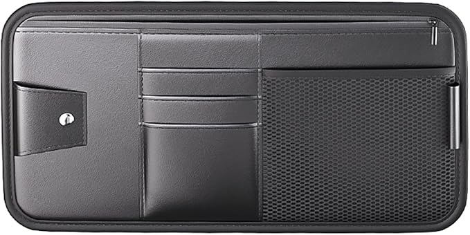 Large Car Visor Organizer Holder for Truck/SUV, Document Storage Pouch Holder with Multi-Pocket Net Zipper for Cards, License, Sunglasses, Pen, Key - Image 2