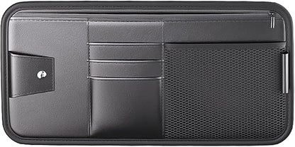 Large Car Visor Organizer Holder for Truck/SUV, Document Storage Pouch Holder with Multi-Pocket Net Zipper for Cards, License, Sunglasses, Pen, Key - Image 2