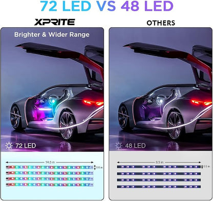 Xprite Dreamcolor USB LED Cars Interior Lights Strip Kits, w/Remote & Bluetooth APP Control, Footwell Under Dash RGB Neon Chasing Inside Lights, DIY Music Mode, Universal for Vehicle Trucks UTV ATV - Image 4