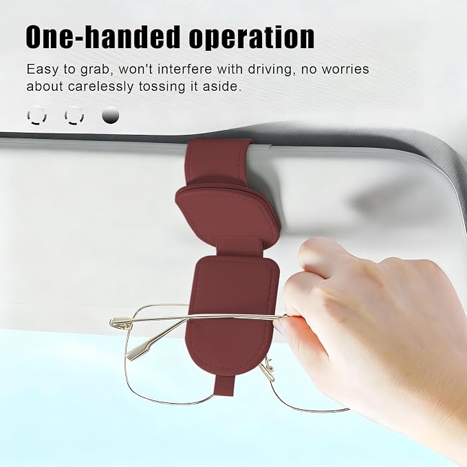 Sunglass Holder for Car Visor, Magnetic Leather Eyeglass Holder, Universal Car Sunglass Organizer Visor Accessories for SUV Truck Pickup, 2 Pack (Red) - Image 6