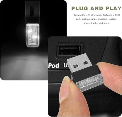 4 PCS USB LED Car Interior Atmosphere Lamp, Mini Night Light Plug-In Trunk Ambient Lighting Kit, Portable USB Interface LED Lamp Interior Decoration for Vehicle Home Office (White) - Image 6