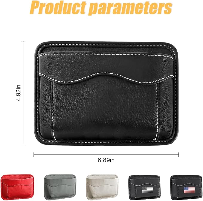 Moly Magnolia PU Leather Car Seat Side Pocket Organizer, Beige | holds phones pens and cards, console door or narrow-gap placement, fits most cars, SUVs, and trucks, car interior accessories - Image 2
