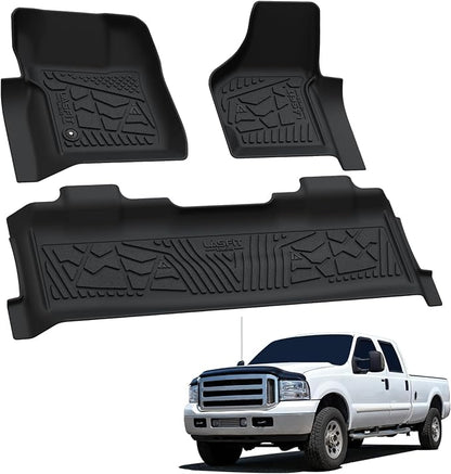 LASFIT Floor Mats for Ford F250 F350 F450 1999-2007 Crew Cab Carpet Floor | Super Duty Car Floor Liner Super Duty All Weather Full Cover Protector TPE , 1st & 2nd Row, 3pcs Black - Image 9