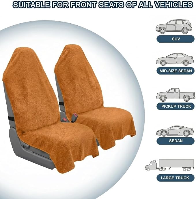 Car Seat Towel Cover, Universal Front Seat Protector for Cars, SUVs and Trucks, Sweat Towel Car Seat Cover for Gym, Yoga, Swimming, Pets and Family Travel, Golden Sunset, 2 Pack - Image 5