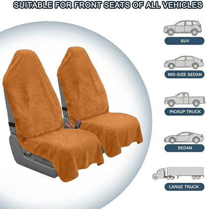 Car Seat Towel Cover, Universal Front Seat Protector for Cars, SUVs and Trucks, Sweat Towel Car Seat Cover for Gym, Yoga, Swimming, Pets and Family Travel, Golden Sunset, 2 Pack - Image 5
