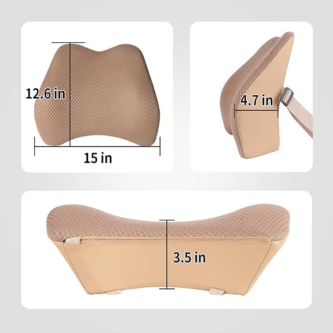Memory Foam Lumbar Support Pillow for Car - Back Support for Car Seat (Beige) - Image 8