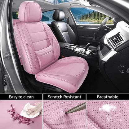 Car Seat Covers Full Set Custom Fit For Toyota Camry 2001-2026, Pink | Lumbar Support, Premium Faux Leather, Breathable, Anti-Slip, Airbag Compatible, Waterproof, Car Seat Protectors, 2 Row-5Seat - Image 6