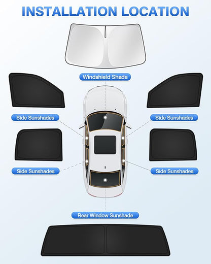 Canvcle Sunshades for Dodge Ram 2500 3500 2010-2025 2026 Accessories Windshield Sun Shade Side Rear Window Shade Cover Sun Visor Shield Privacy Protection Keep Vehicle Cool Black 6PCS - Image 5