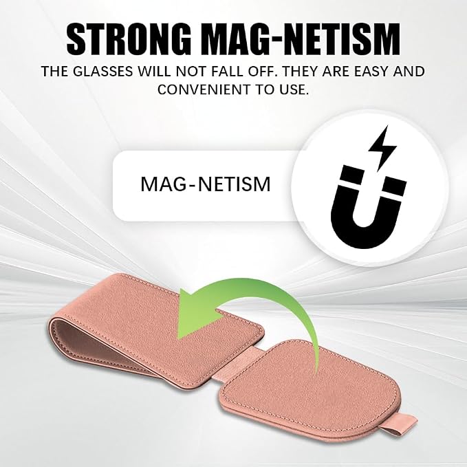 2PCS Sunglass Holder for Car Visor, Visor Sunglasses Holder Clip, Magnetic Leather Eyeglass Hanger Clip for Car, Auto Accessories Eyeglass and Ticket Card Storage Mount for Vehicles (Pink) - Image 3