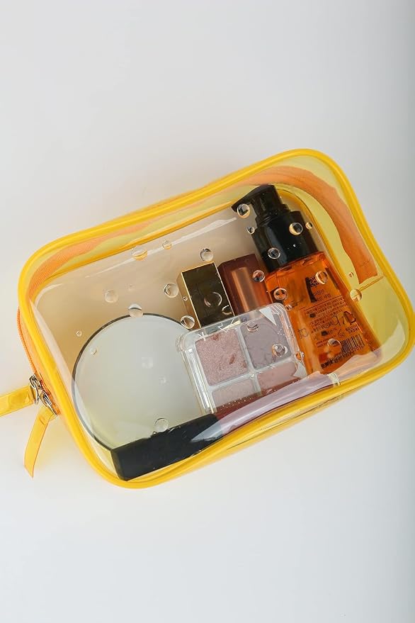 Buminee Clear Pouch Small, 6.6"x2.3"x4.7" Size TSA Approved Toiletry Bag, Travel Bags for Toiletries, Cosmetic Bag for Women and Men - 1 Pack Yellow - Image 5