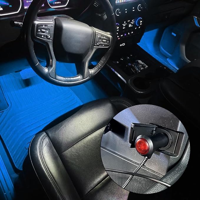 Car LED Strip Light, Interior Car Lights, 12V 24 LED Auto Atmosphere Lamps with Cigarette Lighter, Auto Lamp Ambient Night Light Strip Lighting Kit for Vehicles (Cigarette Lighter/Ice Blue) - Image 4