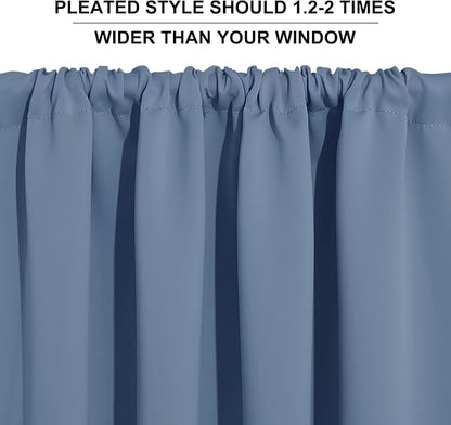 RYB HOME Blackout French Door Window Curtain Coverings, Rod Pocket | Thermal Insulated,Privacy Protection,Non See Through,Drapes for Small Window Bathroom Kitchen,W29 x L45,Stone Blue,2 Panels - Image 5