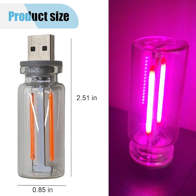 USB LED Atmosphere Light, Plug-in USB Ambient Retro Lamps, Mini LED Car Interface Charging Night Light for Hallway, Bedroom (Pink) - Image 2