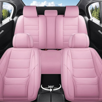 Car Seat Covers Full Set Custom Fit For Toyota Camry 2001-2026, Pink | Lumbar Support, Premium Faux Leather, Breathable, Anti-Slip, Airbag Compatible, Waterproof, Car Seat Protectors, 2 Row-5Seat - Image 2