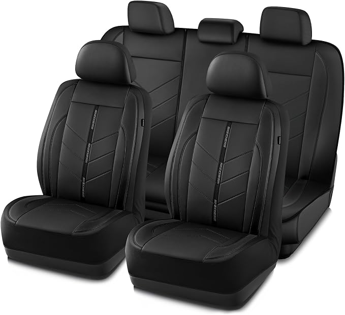 Skechers Car Seat Covers,Luxury Faux Leather Seat Covers,Waterproof Anti Slip Car Seat ProtectorFull Set,Car Accessories Airbag Universal Fit for Most Cars,Vans,Trucks,SUV,Black by Unknown