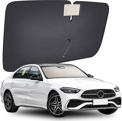 [2026 Upgrade] Coverado Windshield Sun Shade, UPF80+ Sunshade for Car Windshield Blocks Heat & UV Rays, Thickened Vinyl Coating Keep Cool Protect Interior, M 57”x32” for Sedans/SUVs by COVERADOAUTO