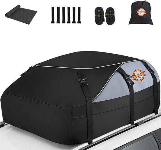 Sailnovo 20 Cu Ft Rooftop Cargo Carrier, Waterproof Soft Shell Roof Bag | Fits Vehicle with/without Rack, Anti-Slip Mat, 6 Reinforced Straps, 6 Door Hooks, Ideal for Camping and Road Trips by Sailnovo