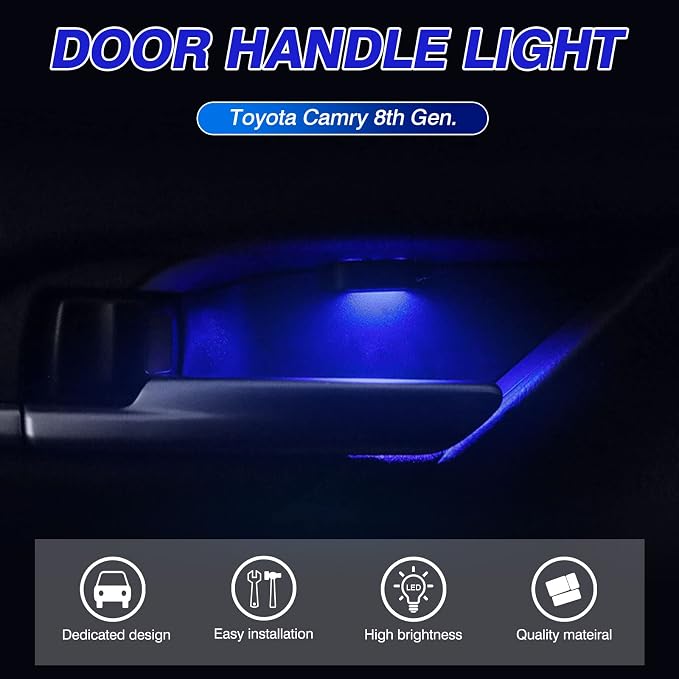 Powerty LED Light for 2018-2023 2024 Toyota Camry Accessories Inner Door Handle Bowl Mood Lighting Decorative Interior Lamp 4PCS Blue - Image 2