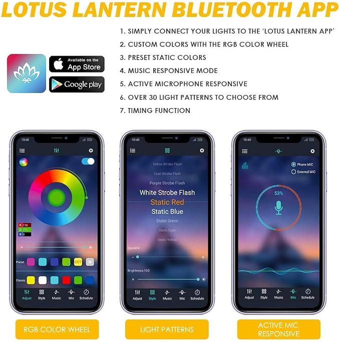Xprite RGB LED Car Interior Bluetooth USB Light Strip, w/Wireless Remote and APP Control,4 PCS Under Dash Footwell Ambient Lights Kits, DIY Music Mode Universal for Vehicle Internal, SUV, Trucks - Image 5