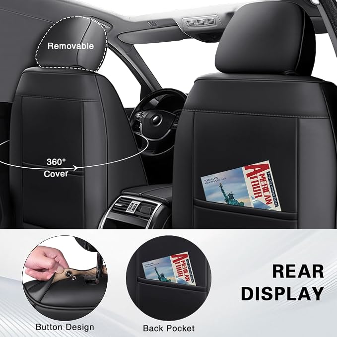 Fit for Toyota RAV4 Seat Covers 2001-2026,Premium Leather, 360° Full Protection, Thick Padding & Memory Foam, Waterproof & Stain-Resistant Car Seat Cover Full Set (5 Seat,Cream White) - Image 3