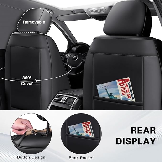 Fit for Toyota Highlander Seat Covers 2001-2026,Premium Leather, 360° Full Protection, Thick Padding & Memory Foam, Waterproof & Stain-Resistant Car Seat Cover Full Set (5 Seat,Cream White) - Image 3