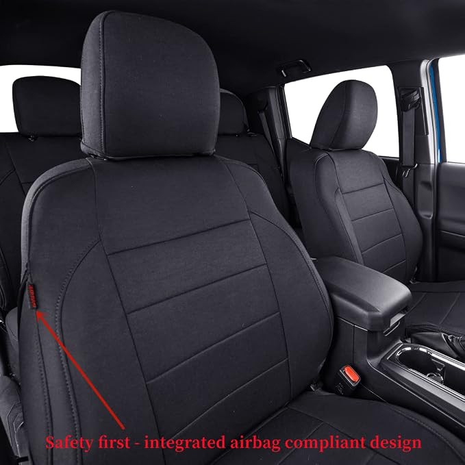 Custom Fit Front Seat Covers for Toyota Tacoma 2016 2017 2018 2019 2020 2021 2022 2023 All Models (Black,Front Row Only) - Image 3