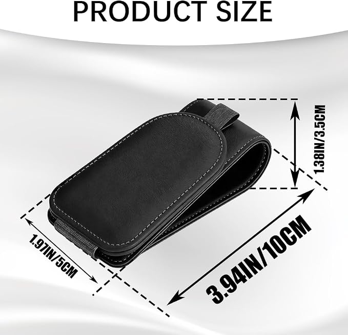 2PCS Sunglass Holder for Car Visor, Visor Sunglasses Holder Clip, Magnetic Leather Eyeglass Hanger Clip for Car, Auto Accessories Eyeglass and Ticket Card Storage Mount for Vehicles (Black) - Image 2