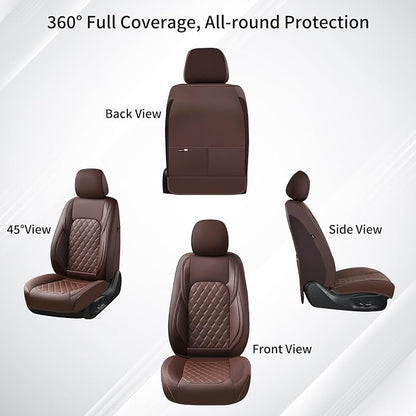 Huidasource Front Seat Covers Fit for Toyota Tacoma 2016-2023 SR SR5 Limited TRD Sport/Pro/Off Road All Cab Front Row, 360° Full-wrap Leather Automotive Car Seat Cushion Cover (Front Pair/Coffee) - Image 9