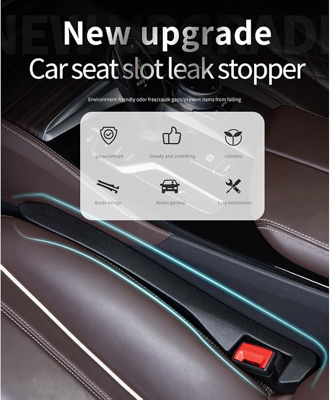 IHOTDER 2PCS Car Seat Gap Filler - Car Seat Gap Filler Organizer for Holding Phone,Key,Purse - Universal Car Gap Filler Fits Car Truck SUV Car Interior Accessories (Black/2PCS)… - Image 3