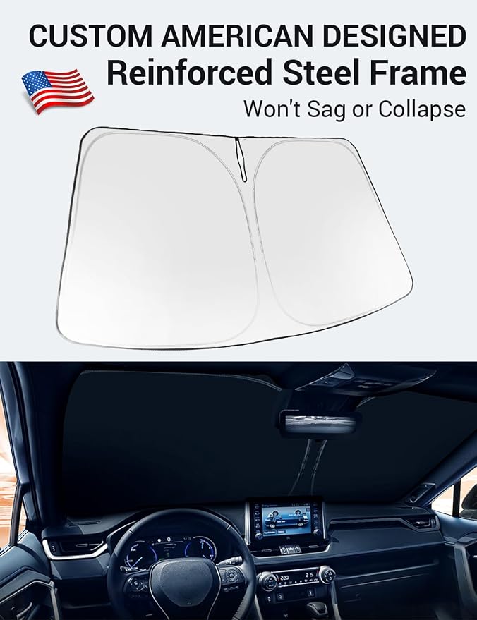 Proadsy Custom Fit 2022-2026 Lucid Air Windshield Sun Shade, Blocks Heat | 240T Heat Shield, Drops Temp 54°F, Blocks 99% UV, Prevents Dashboard Cracking, Summer Parking & Beach Trips, Easy Twist-Fold - Image 2