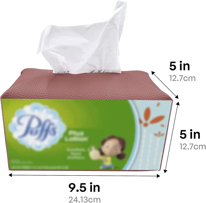 Carrotez Tissue Box Cover, [Refined] Modern PU Leather Rectangular Tissue Box Holder - Decorative Holder/Organizer for Bathroom Vanity Countertop, Night Stands, Office Desk 9.5"X5"X5" - Dry Rose - Image 5