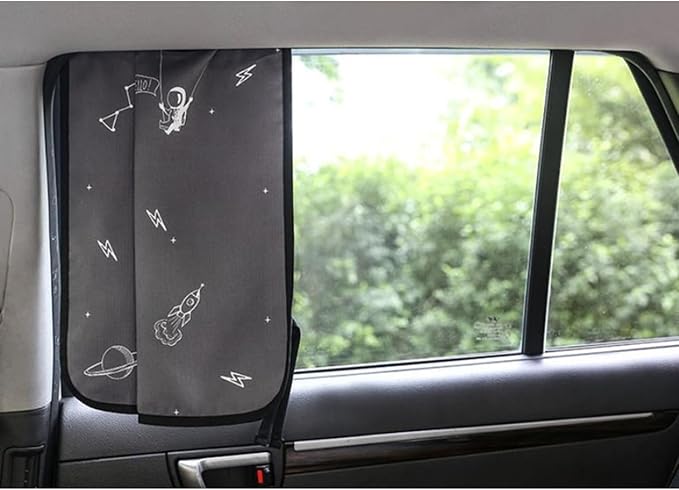 Magnetic Car Sun Shade Curtain for Side Window – Sun Blocker and UV Protector for Baby, Kids, and Pets – Universal Fit with Built-in Magnets for Steel-Framed Door (Moon) - Image 4