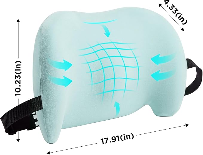 Lumbar Support Pillow for Office Chair, Memory Foam Car Back Cushion | Lumbar Pillow Lower Back with Adjustable Straps, Ergonomic Chair Back Pillow for Office, Car, Gaming Chairs and Bed - Image 2
