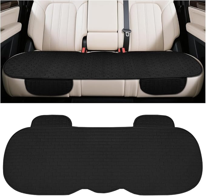 Osilly Car Back Seat Cover, Anti-Slip Long Vehicle Rear Bench Protectors with Storage Pocket, Breathable Comfortable Auto Interior Seating Bottom Protection Accessories, Universal Fit (Black) by Osilly