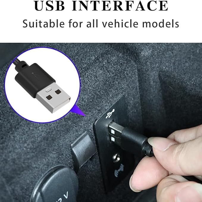 4 in 1 Car Interior LED Ambient Light Kit, Green | 5 Volt USB power, adhesive install, front and rear cables, fits most cars, SUVs, and trucks, car interior accessories - Image 3