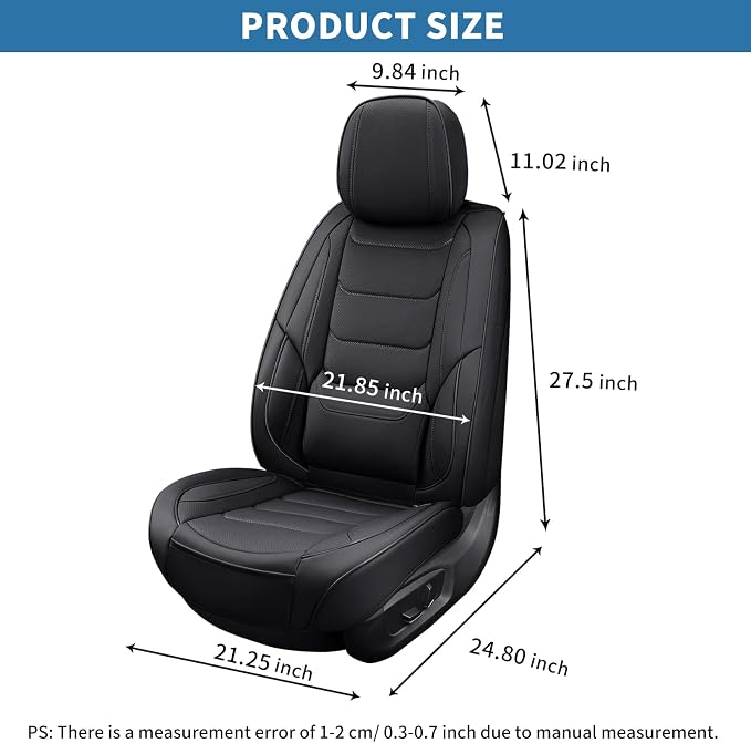 Leather Car Seat Covers Full Set Automotive Seat Protectors | Breathable Waterproof Durable Full Surround & Lumbar Support Design Non-Slip Universal Fit for Most Cars SUV Trucks Van Black - Image 9