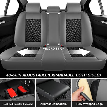 Fit for Toyota Prius Seat Covers 2001-2026,Nappa Leather, 360° Full Protection, Thick Padding & Memory Foam, Waterproof & Stain-Resistant Car Seat Cover Full Set (5 Seat,Gray&Black) - Image 7