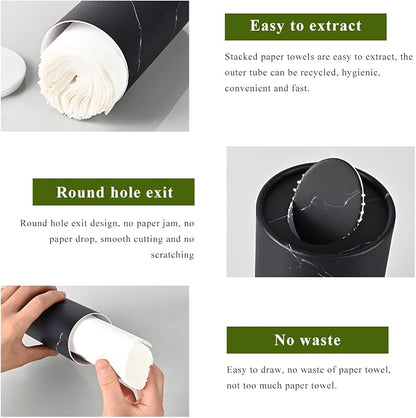 4 PCS Car Tissue Holder, Refillable Auto Cup Holder Round Napkin Container with Facial Tissues, Portable Tissue Box Paper Towel Cylinder for Most Vehicles, Car Accessories (Marble Pink) - Image 3