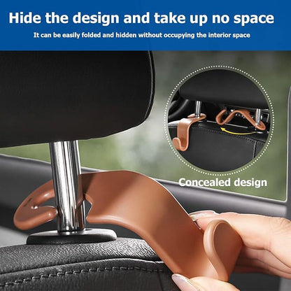 8sanlione 4 Pack Backseat Headrest Hooks for Vehicle Seats, Blue | PP plastic construction, rotating clip design, folds behind the seat, fits matching headrest posts, interior accessory - Image 4