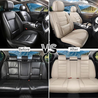 Car Seat Covers Full Set Custom Fit For Lexus IS250 2006-2015, Beige | Lumbar Support, Premium Faux Leather, Breathable, Anti-Slip, Airbag Compatible, Waterproof, Car Seat Protectors, 2 Row-5Seat - Image 5