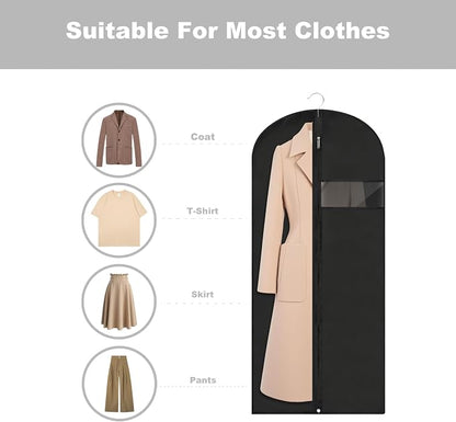 Garment Bags for Hanging Clothes, 45'' Suit Bag Cover for Storage and Travel, Dress Bags for Gowns Long (Black) - Image 3