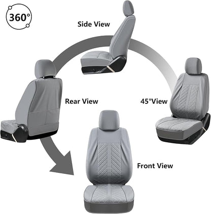 Truckiipa Full Set Leather Seat Covers Fit for Toyota Tacoma Full Coverage Waterproof Seat Covers Cushion Protector Fit for 2016-2023 Toyota Tacoma Double Crew Cab, Full Set, Gray - Image 6