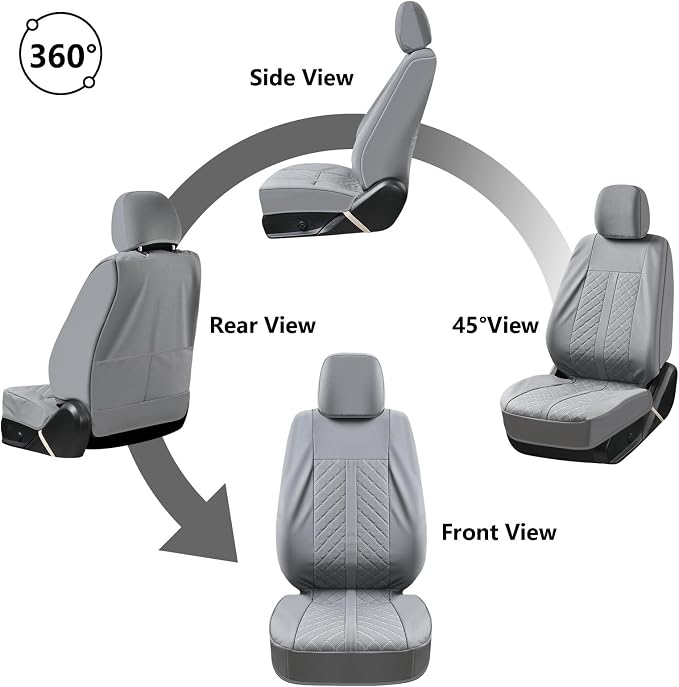 Truckiipa Custom Fit for Toyota Tacoma Seat Covers Front Leather Waterproof Car Seat Covers Fit for 2016-2023 Toyota Tacoma Double Crew Cab, Front Pair, Gray - Image 4
