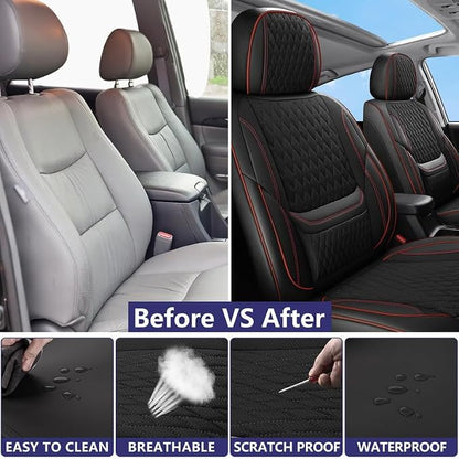 Front Seat Covers Custom Fit for Lexus RX350 2009-2026, Black&Red | Lumbar Support, Luxury Faux Leather, Breathable, Anti-Slip, Airbag Compatible, Waterproof, Car Seat Protectors, 1 Row 2 Seats - Image 4