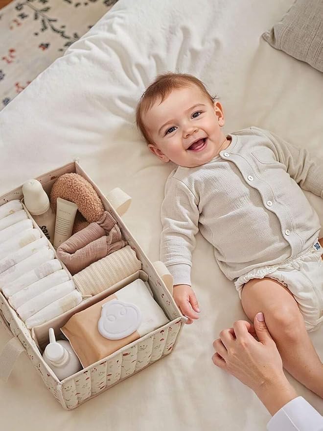 Diaper Caddy Organizer,Cute Floral Nursery Storage Basket,Soft Portable Changing Table Car Caddy Organizer Gift (Floral I) - Image 2