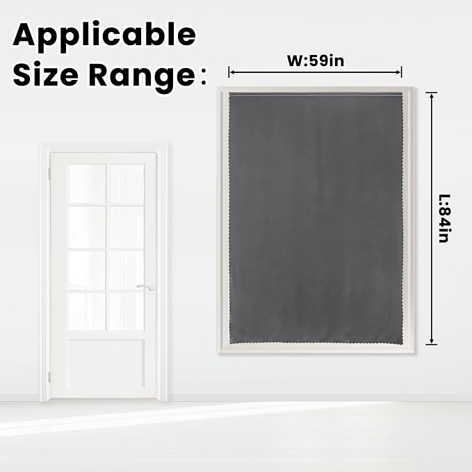 Magic Tape Stick On Curtains Window Shades Pull Down Blackout Window Cover Blackout Curtains for Bedroom No Drillng Self Adhesive Curtains No Rod Small Curtain, 59" W X 84" L, Grey, 1 Panel - Image 7