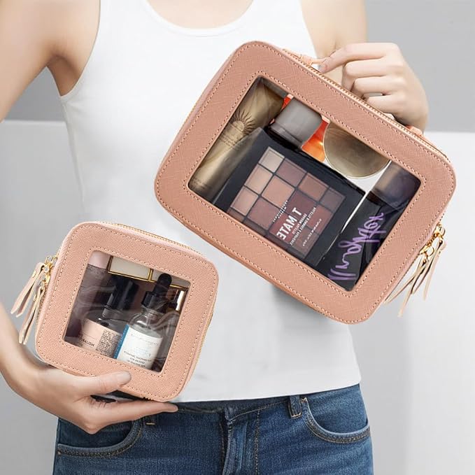 Clear Makeup Bag Small, TSA Approved Portable Toiletry Bag with Zipper Cosmetic Travel Bag Makeup Organizer Case Mini Makeup Pouch for Purse Car Organizer Bag for Women Men - Image 2