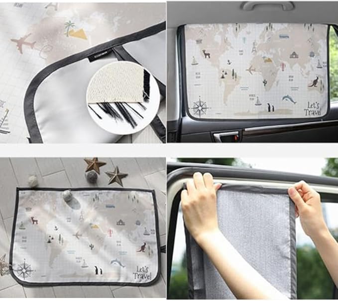 Magnetic Car Sun Shade Curtain for Side Window – Sun Blocker and UV Protector for Baby, Kids, and Pets – Universal Fit with Built-in Magnets for Steel-Framed Door (WorldTravel) - Image 3