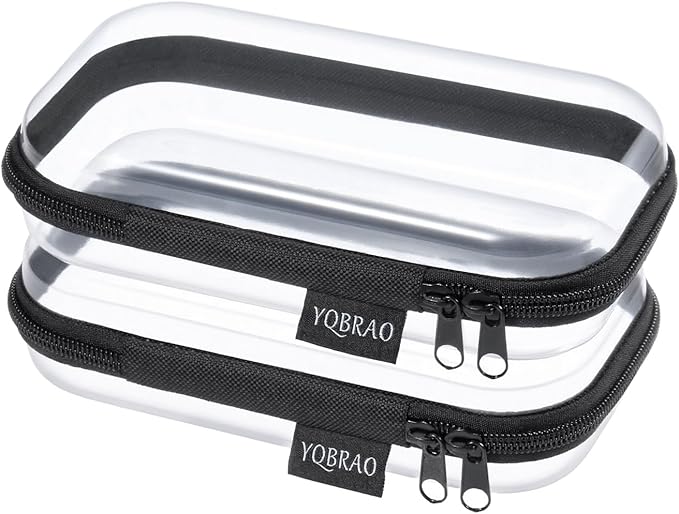 YQBRAO Clear Hard Shell Organizer Set, 2-Pack, Black | Two small rigid PET organizers for electronics, travel essentials, office supplies and everyday organization by Unknown